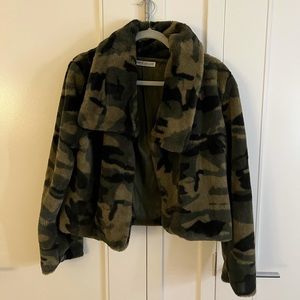 Army Green and Black Camo Fuzzy “Jordan Jagger” Jacket